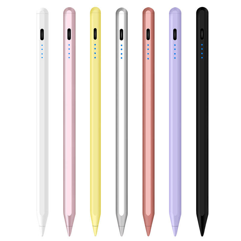 Main product image showcasing the stylus pen in four different colors, demonstrating variety for custom orders and branding options for iPad users.