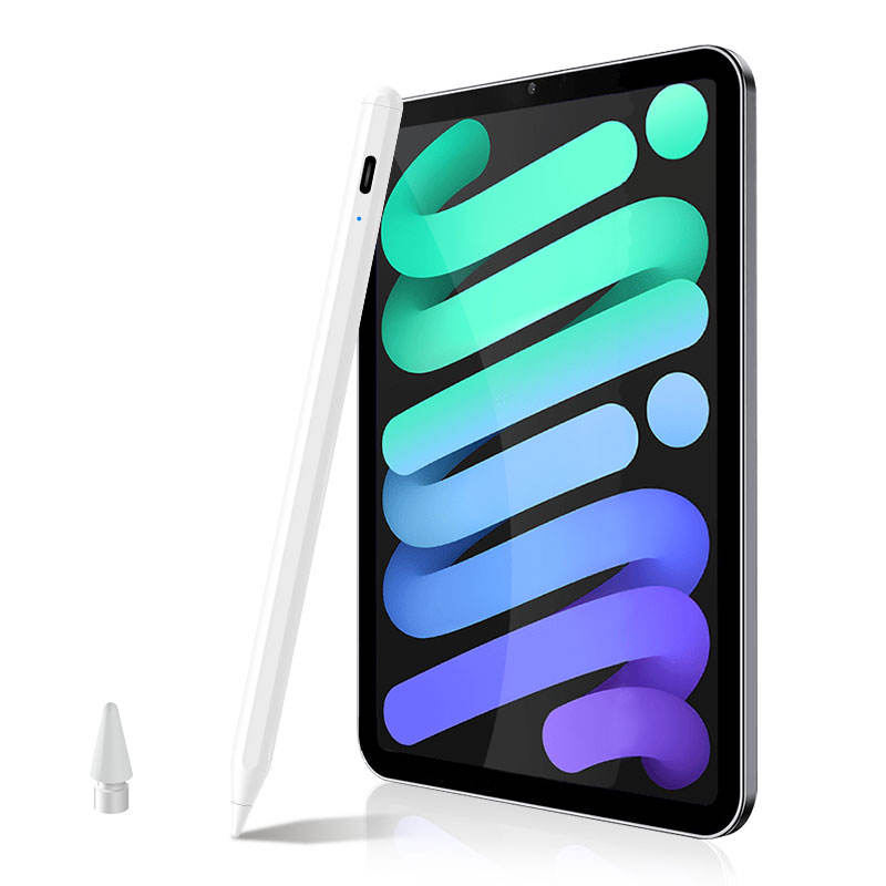 Lifestyle image showing the stylus pen being used for drawing or note-taking on an iPad, emphasizing its practicality and seamless user experience for various tasks.
