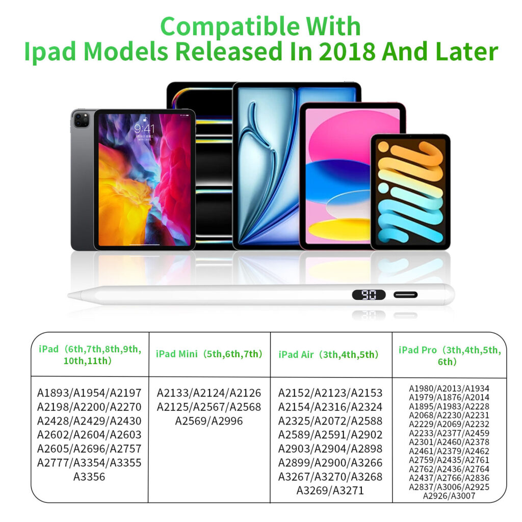 Simple statement graphic confirming the stylus is compatible with iPad models released in 2018 and later.